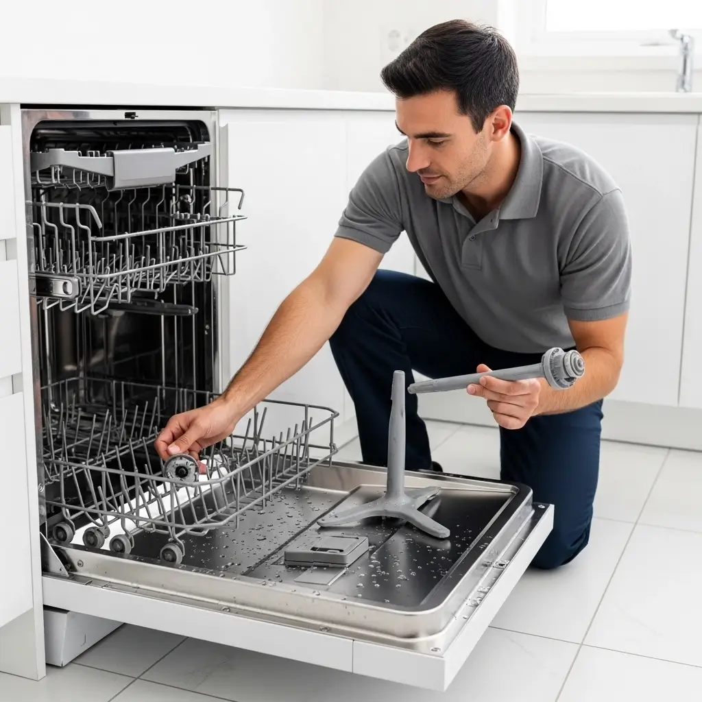 DIY Dishwasher Spray Arm and Rack Repair at Home.