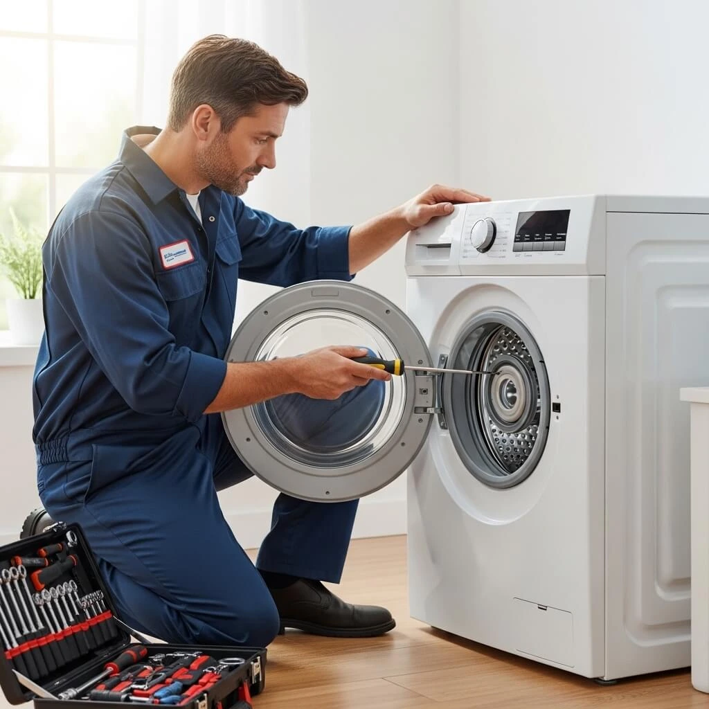 Man_repairing_washer