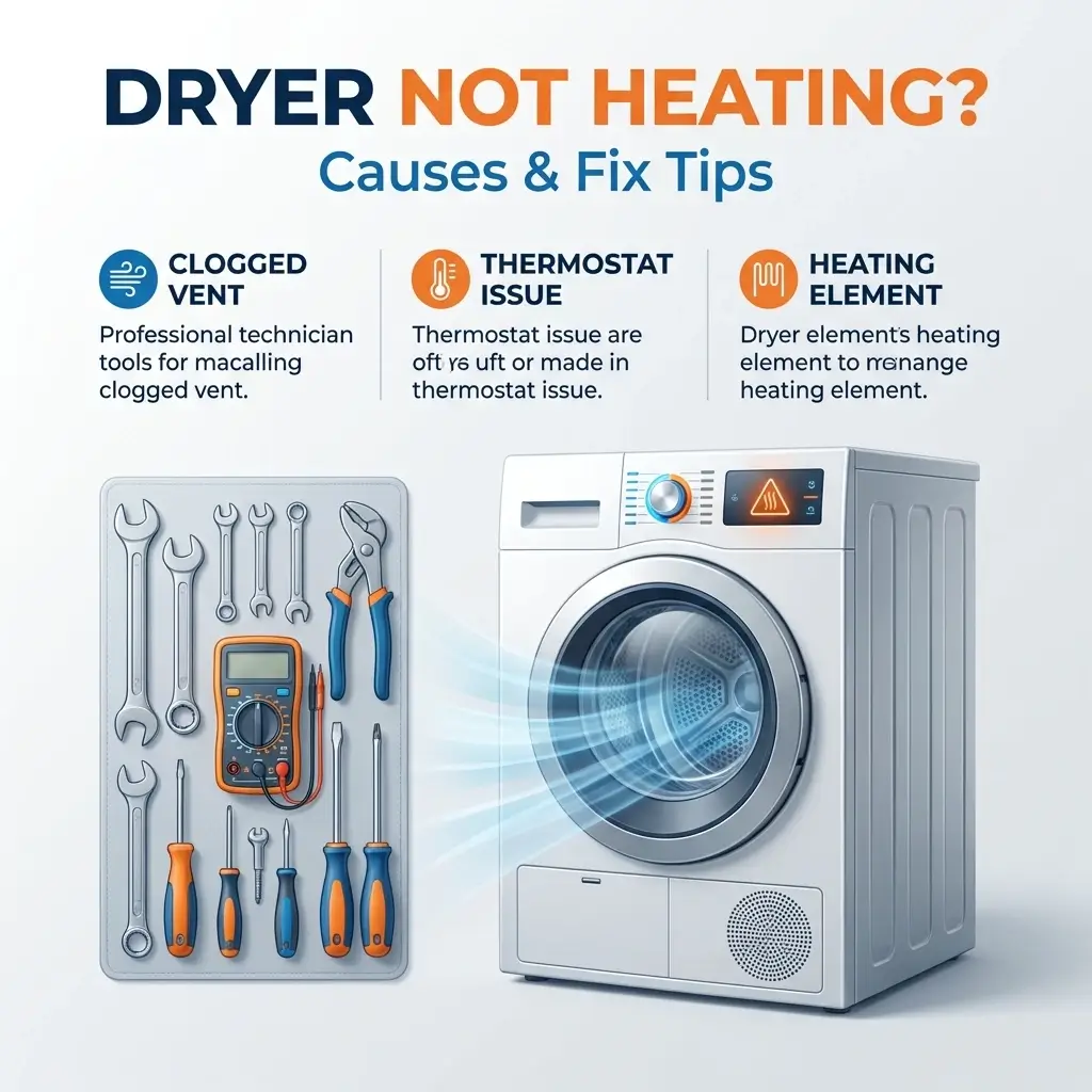 Dryer Not Heating? Causes & Fix Tips