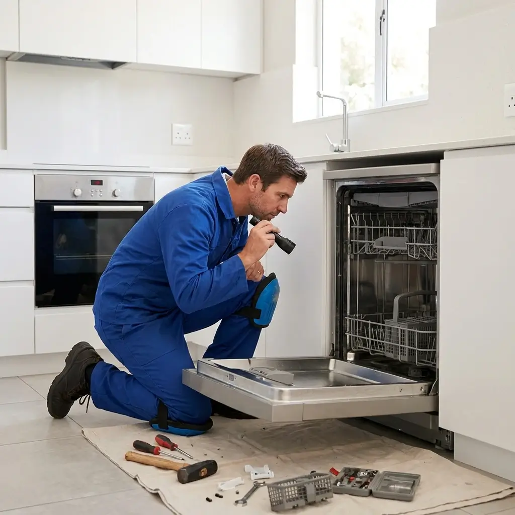 Technician_inspecting_open_dishwasher.