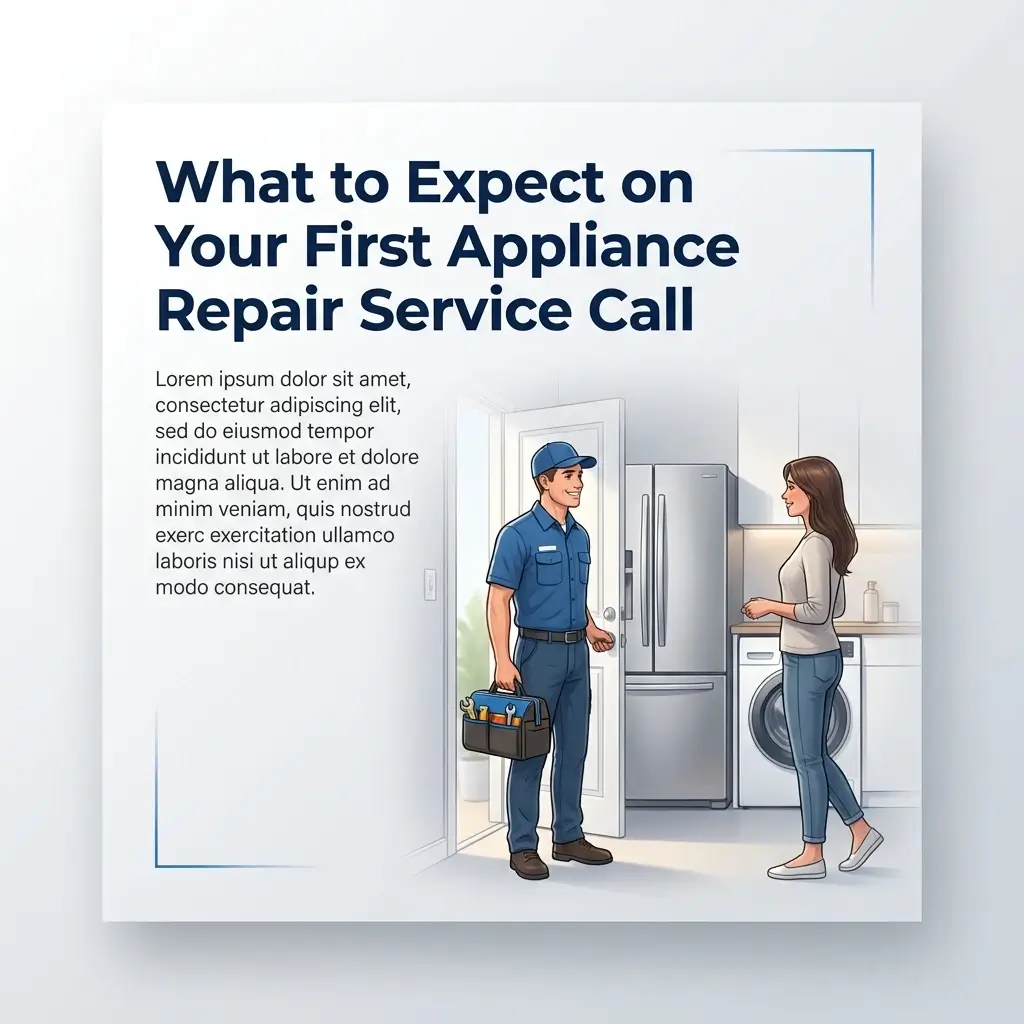 Professional appliance repair technician arriving for a first home service call to inspect and repair household appliances including refrigerators and washing machines.