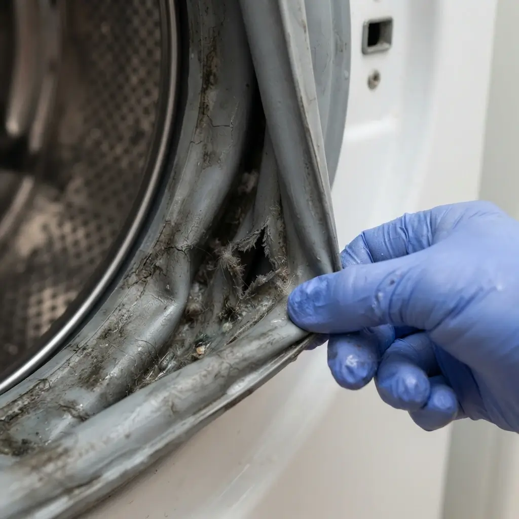 Front load washer door seal leaking due to a torn door boot gasket
