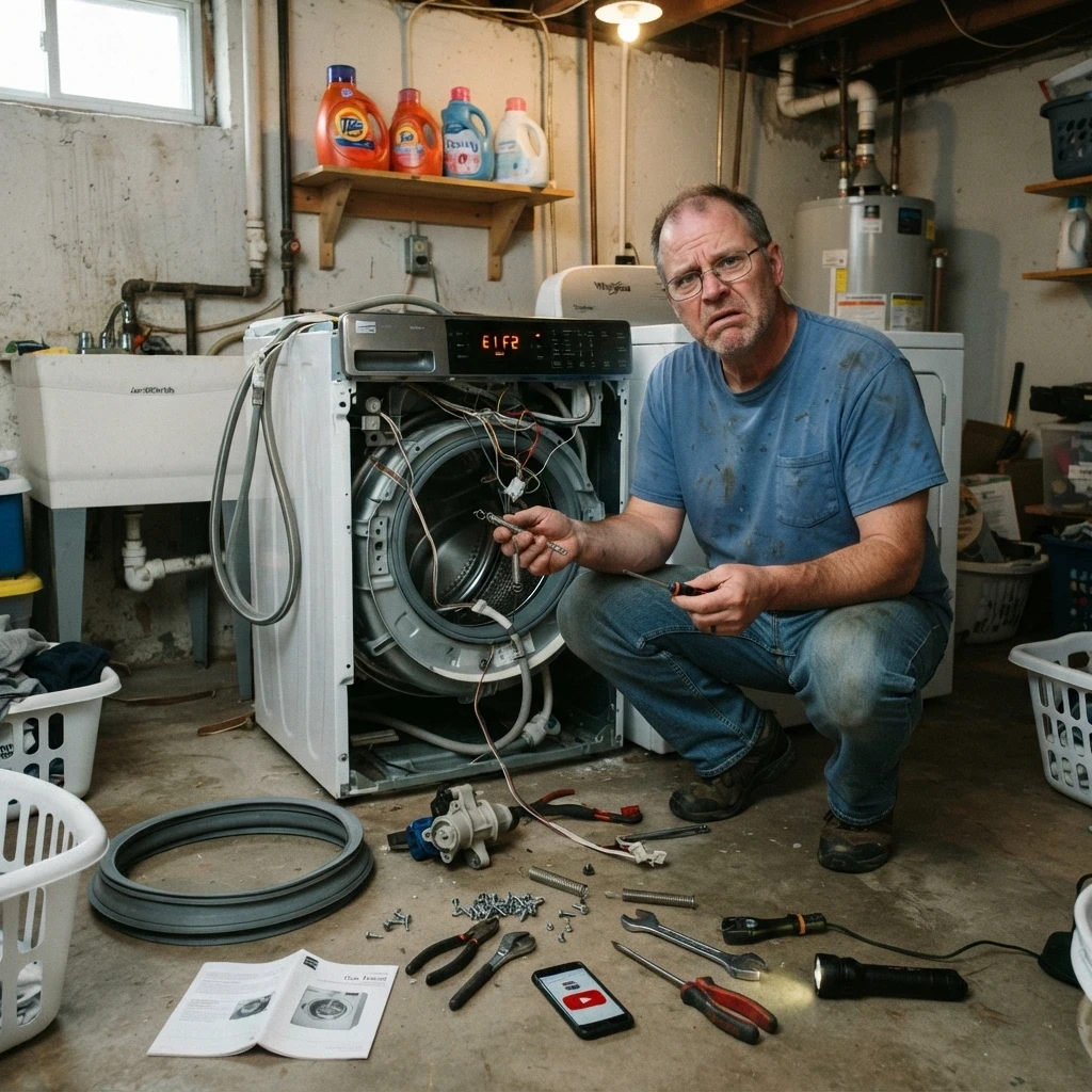 Livonia MI homeowner attempting DIY washing machine repair without proper tools